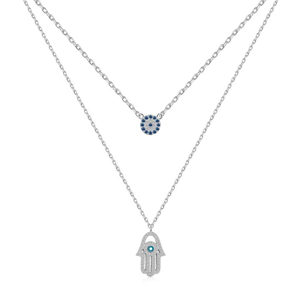 <MAGIC>Demon Eye Hamsa Palm Necklace