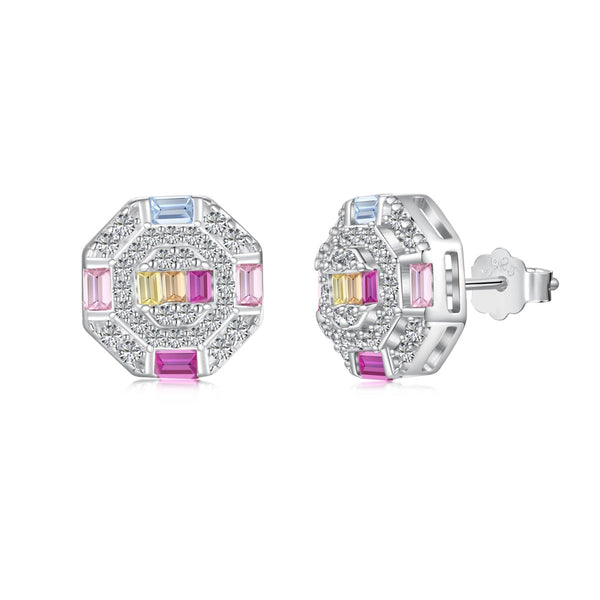 <MAGIC>Ornate Colorful Octagon Shape Daily Earrings