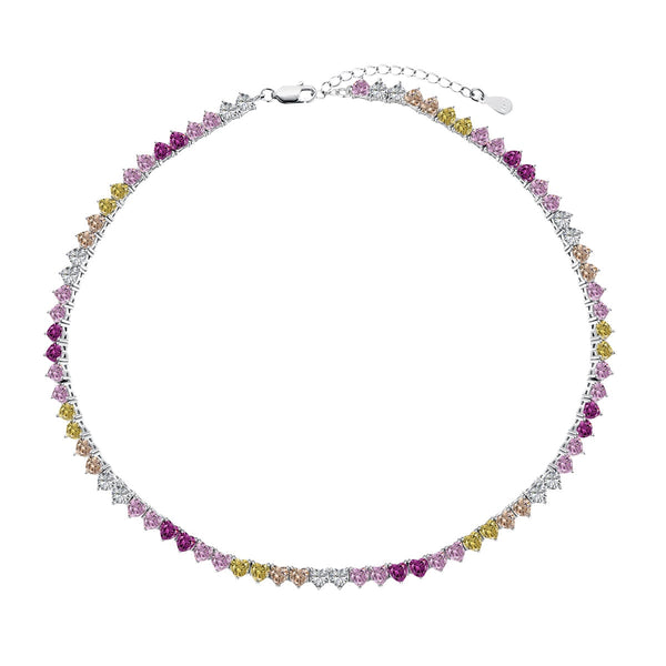 <MAGIC>Sparkling Colorful Full Heart Tennis Necklace