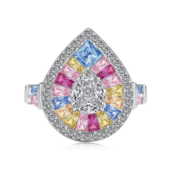 <MAGIC>Elegant Colorful Water Drop Shape Banquet Ring