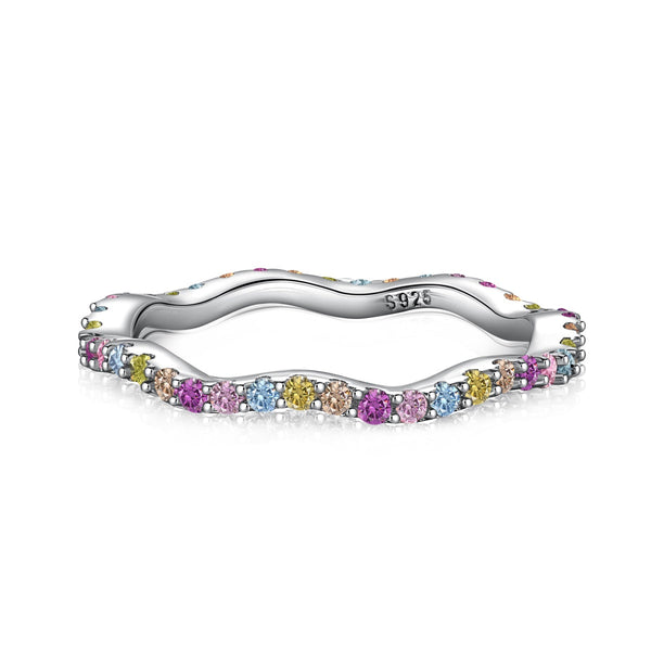 <MAGIC>Dainty Colorful Round Cut Party Ring
