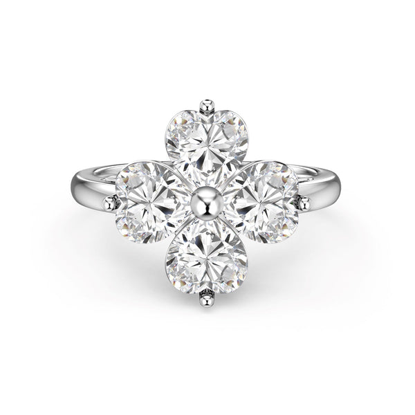 <MAGIC>Heart-shaped Four-Leaf Clover Ball Ring